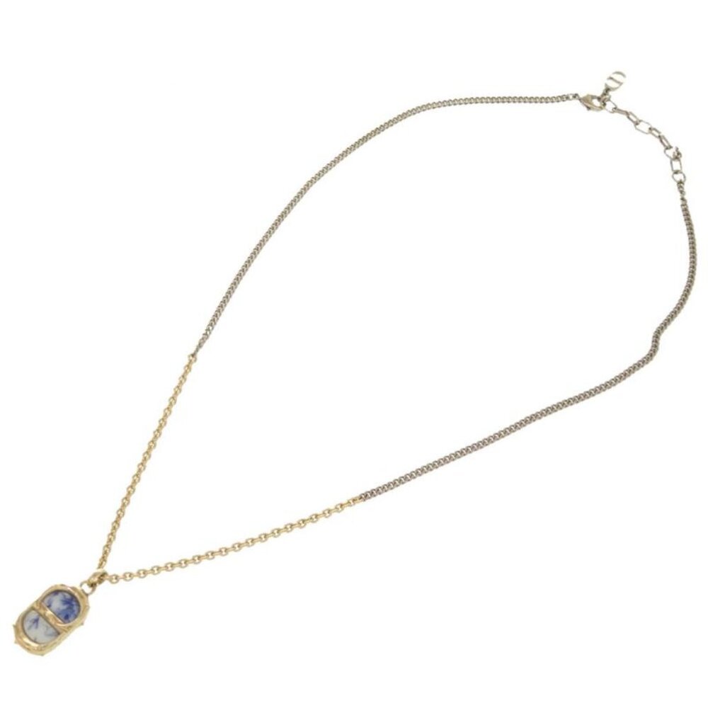 Dior CD Icon Logo Gold Blue Necklace Accessories 0575 - Picture 2 of 3